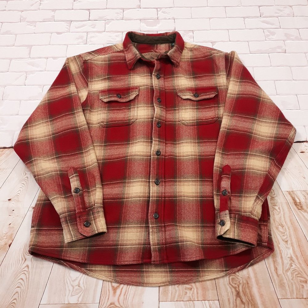 Orvis Flannel Shirt Outdoor Work Chore Barn Heavy Mens XL Cotton Plaid